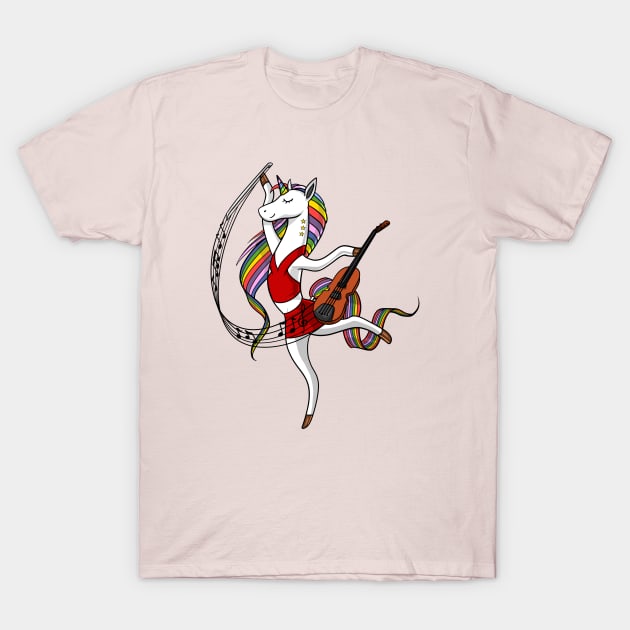 Unicorn Playing Violin T-Shirt by underheaven